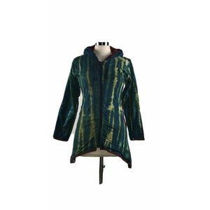 Womens Softshell Jacket Green Medium Rasta Campfire Tie Dye New Fair Trade Boho